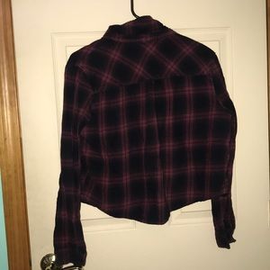 Forever 21 cropped maroon flannel